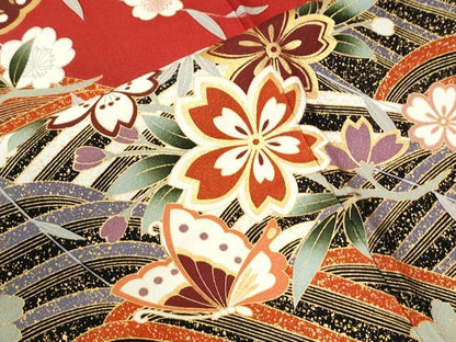 平和屋着物●豪華振袖　駒刺繍　立波舞蝶舞桜文　暈し染め　金彩　正絹　逸品　CABM4047yc