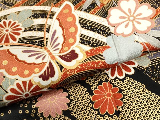 平和屋着物●豪華振袖　駒刺繍　立波舞蝶舞桜文　暈し染め　金彩　正絹　逸品　CABM4047yc