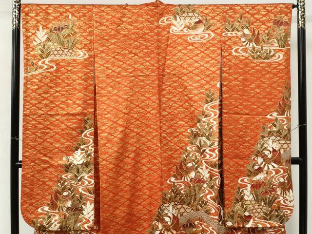 平和屋着物●豪華振袖　駒刺繍　流水籬鴛鴦草花文　金彩　ますいわ屋扱い　正絹　逸品　CABM4049yc