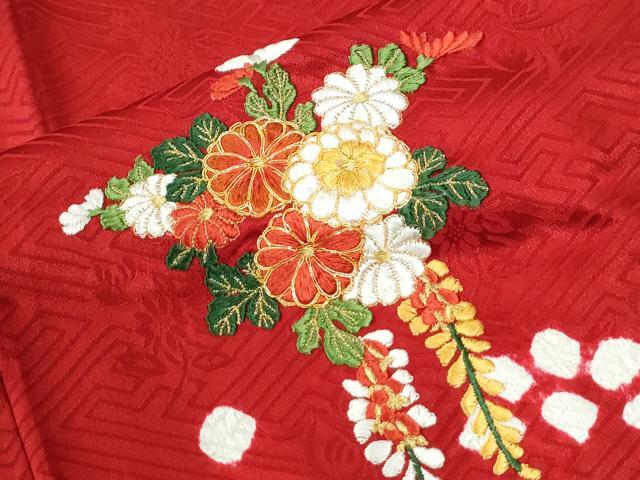 平和屋着物●豪華振袖　駒刺繍　絞り　扇面牡丹花文　金糸　正絹　逸品　CABM4050yc