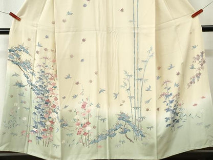 平和屋着物●本加賀友禅作家　寺西一紘　訪問着　飛鳥裏菊松竹梅　暈し染め　正絹　逸品　CABM4051yc