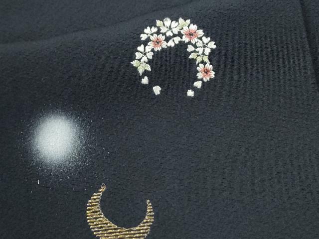 平和屋着物●訪問着　総刺繍　舞桜丸文　蛍暈し　紺地　金銀糸　正絹　逸品　CABM4055yc