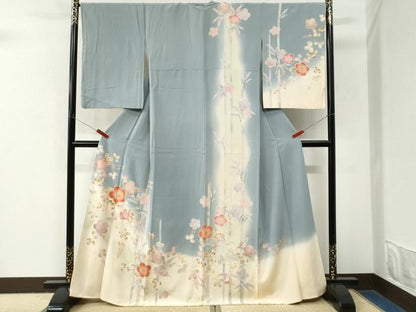 平和屋着物●訪問着　笹竹文花文　暈し染め　金彩　正絹　逸品　CABM4056yc