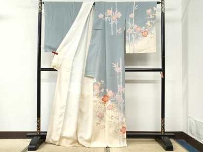 平和屋着物●訪問着　笹竹文花文　暈し染め　金彩　正絹　逸品　CABM4056yc