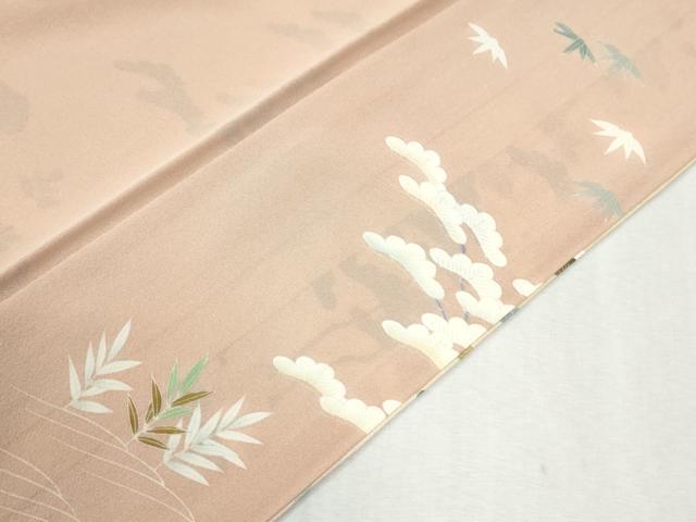 平和屋着物●訪問着　駒刺繍　渡り橋風景文　暈し染め　金彩　正絹　逸品　CABM4062yc