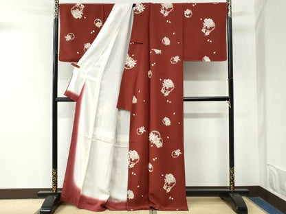 平和屋着物●上質な小紋　雪輪百合舞花文　正絹　逸品　未使用　CABM4065yc