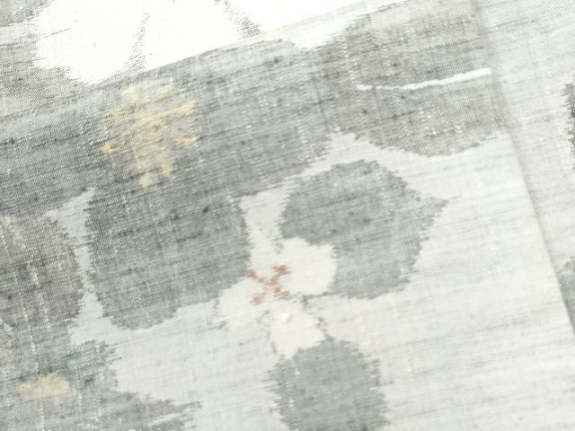 平和屋着物●小千谷紬　草花文　正絹　逸品　CABM4075
