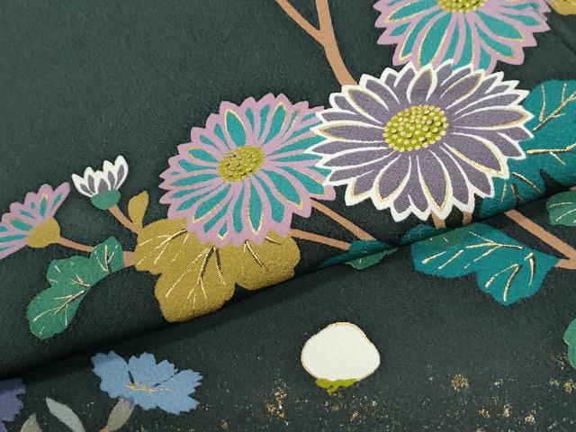 平和屋着物●訪問着　作家物　舞蝶牡丹枝梅菊花文　金彩　正絹　逸品　CABM4077yc