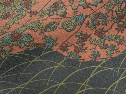 平和屋着物●訪問着　型染め　芝草花文　鬼しぼ縮緬　正絹　逸品　CABM4080yc