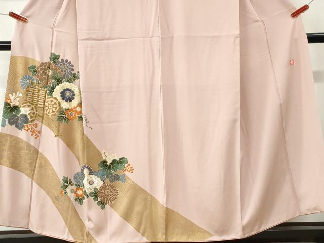 平和屋着物●ファッションデザイナー 花井幸子　訪問着　刺繍　菊花車文　金彩　正絹　逸品　CABM4084yc