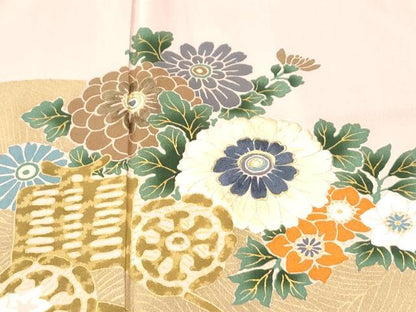 平和屋着物●ファッションデザイナー 花井幸子　訪問着　刺繍　菊花車文　金彩　正絹　逸品　CABM4084yc