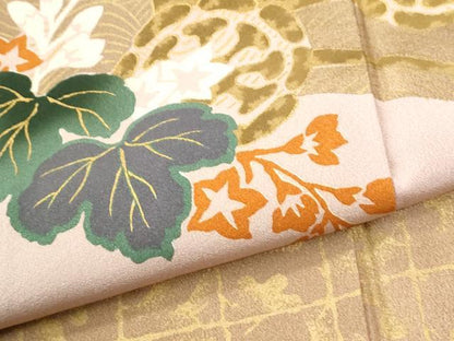 平和屋着物●ファッションデザイナー 花井幸子　訪問着　刺繍　菊花車文　金彩　正絹　逸品　CABM4084yc