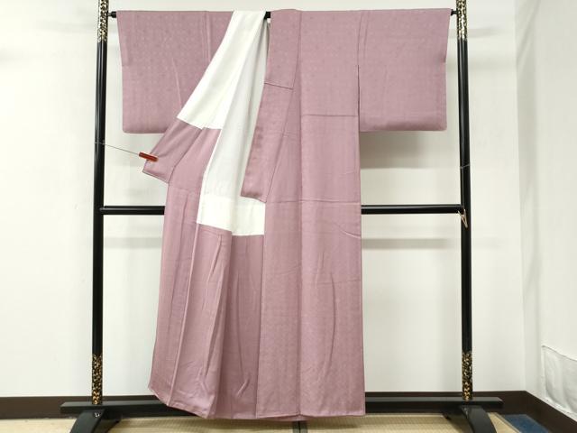 平和屋着物●上質な色無地　菱吉祥地紋　石竹色　正絹　逸品　CABM4093yc