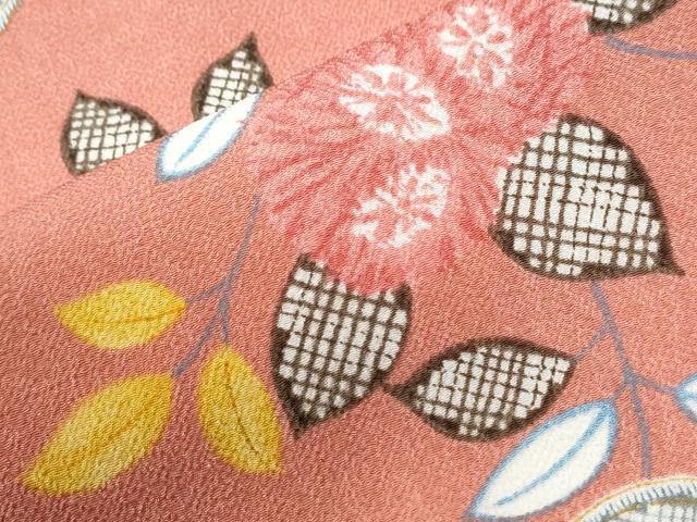 平和屋着物●小紋　枝橘花文　金彩　洗える着物　CABM4096yc