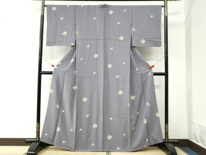 平和屋着物●上質な小紋　舞花文　正絹　逸品　CABM4102yc