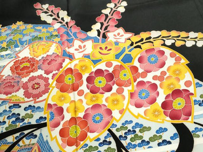 平和屋着物●本加賀友禅作家　押田正義　黒留袖　流水桐風景花文　正絹　逸品　CABM4103yc