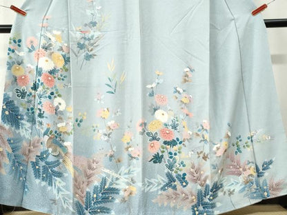 平和屋着物●訪問着　友禅　孔雀菊花文　暈し染め　正絹　逸品　未使用　CABM4104yc