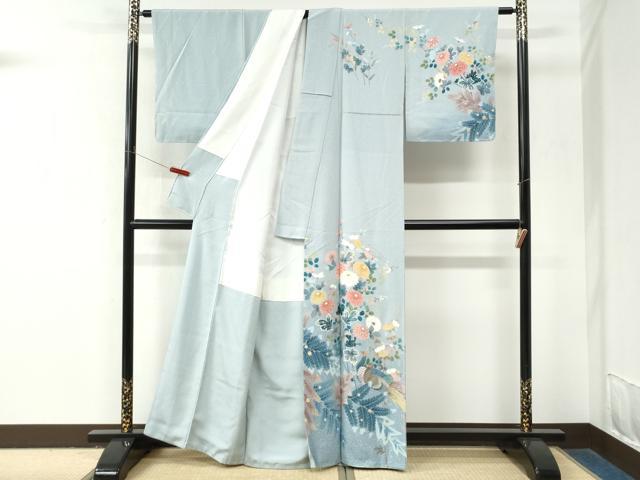 平和屋着物●訪問着　友禅　孔雀菊花文　暈し染め　正絹　逸品　未使用　CABM4104yc