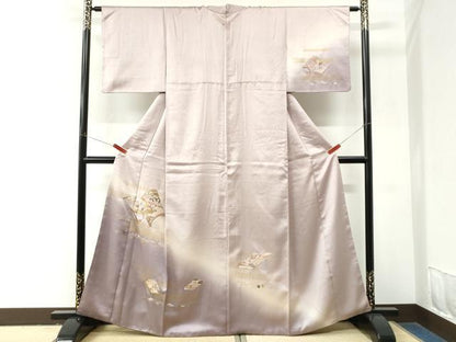 平和屋着物●訪問着　総刺繍　冊子吉祥草花文　暈し染め　金彩　正絹　逸品　CABM4107yc