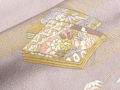 平和屋着物●訪問着　総刺繍　冊子吉祥草花文　暈し染め　金彩　正絹　逸品　CABM4107yc