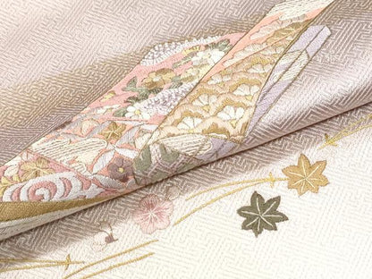 平和屋着物●訪問着　総刺繍　冊子吉祥草花文　暈し染め　金彩　正絹　逸品　CABM4107yc