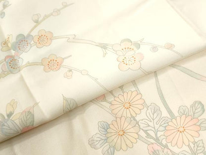 平和屋着物●長襦袢　袷　草花文　暈し染め　正絹　逸品　CABM4112yc