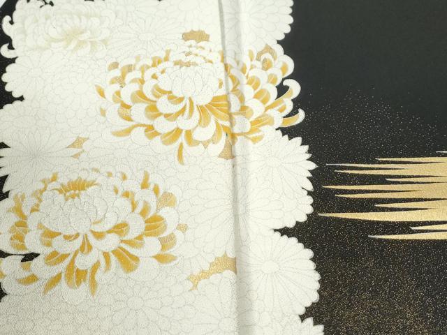 平和屋着物●豪華黒留袖　作家物　駒刺繍　霞菊花文　金糸　正絹　逸品　CABM4115yc