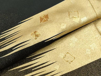 平和屋着物●豪華黒留袖　作家物　駒刺繍　霞菊花文　金糸　正絹　逸品　CABM4115yc