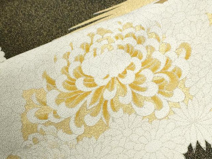 平和屋着物●豪華黒留袖　作家物　駒刺繍　霞菊花文　金糸　正絹　逸品　CABM4115yc