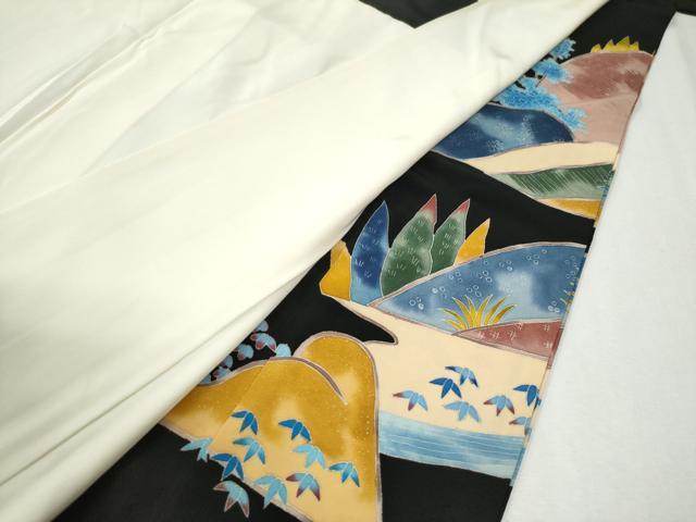 平和屋着物●本加賀友禅作家　押田正義　黒留袖　遠山京風景文　正絹　逸品　CABM4116yc