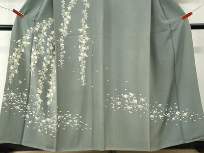 平和屋着物●訪問着　刺繍　枝花文　金彩　正絹　逸品　CABM4118yc
