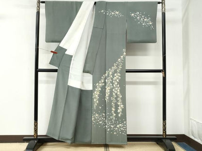 平和屋着物●訪問着　刺繍　枝花文　金彩　正絹　逸品　CABM4118yc