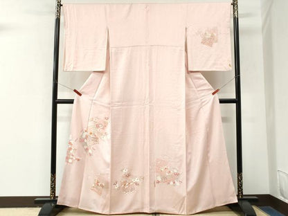 平和屋着物●訪問着　刺繍　色紙重ね吉祥枝花文　伊勢丹扱い　正絹　逸品　CABM4120yc