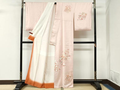 平和屋着物●訪問着　刺繍　色紙重ね吉祥枝花文　伊勢丹扱い　正絹　逸品　CABM4120yc