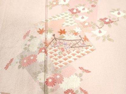 平和屋着物●訪問着　刺繍　色紙重ね吉祥枝花文　伊勢丹扱い　正絹　逸品　CABM4120yc