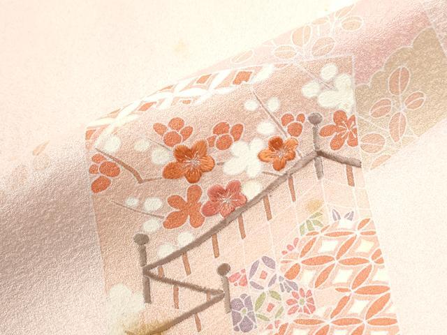 平和屋着物●訪問着　刺繍　色紙重ね吉祥枝花文　伊勢丹扱い　正絹　逸品　CABM4120yc