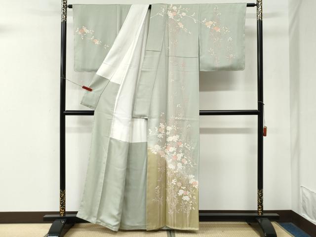 平和屋着物●訪問着　枝菊文　暈し染め　金彩　正絹　逸品　未使用　CABM4123yc