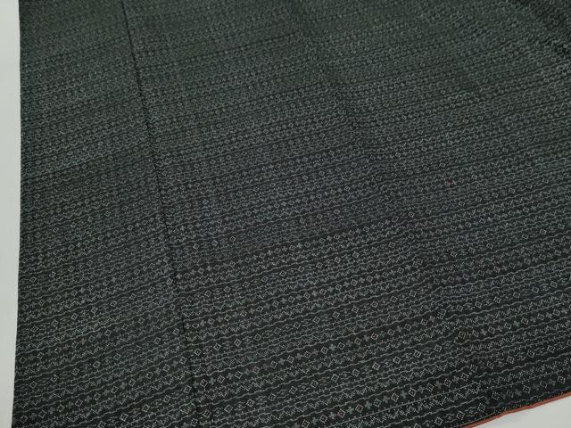 平和屋着物●上質な小紋　印傳　吉祥文　黒地　正絹　逸品　CABM4124yc