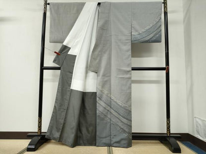 平和屋着物●訪問着　お召地　吉祥花文　正絹　逸品　CABM4125yc