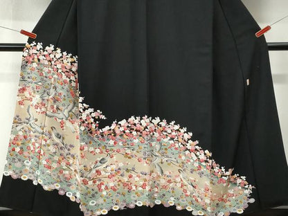 平和屋着物●豪華黒留袖　友禅　作家物　飛鳥枝梅花文　暈し染め　正絹　逸品　CABM4126yc