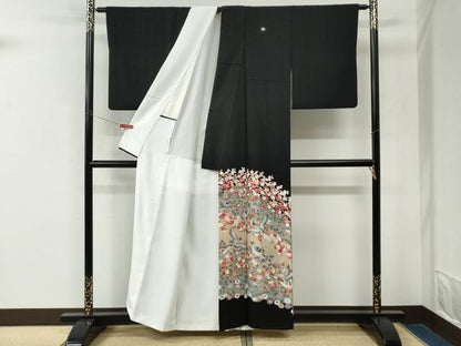 平和屋着物●豪華黒留袖　友禅　作家物　飛鳥枝梅花文　暈し染め　正絹　逸品　CABM4126yc