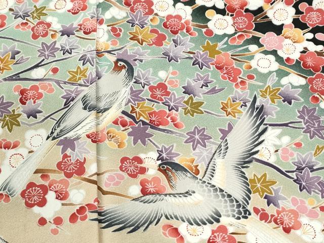 平和屋着物●豪華黒留袖　友禅　作家物　飛鳥枝梅花文　暈し染め　正絹　逸品　CABM4126yc