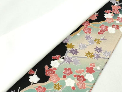 平和屋着物●豪華黒留袖　友禅　作家物　飛鳥枝梅花文　暈し染め　正絹　逸品　CABM4126yc