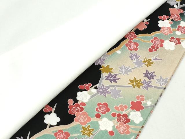 平和屋着物●豪華黒留袖　友禅　作家物　飛鳥枝梅花文　暈し染め　正絹　逸品　CABM4126yc