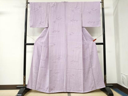 平和屋着物●上質な色無地　雲重ね地紋　浅紫色　正絹　逸品　未使用　CABM4128yc
