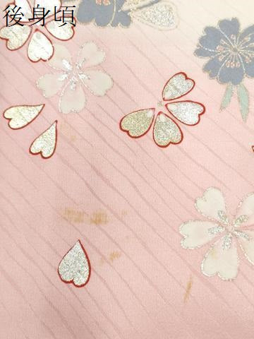 平和屋着物●写真家・秋山庄太郎　振袖　駒刺繍　花蝶文　暈し染め　金銀彩　正絹　逸品　CABM4137yc