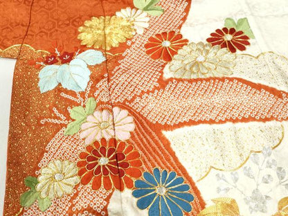 平和屋着物●豪華振袖　駒刺繍　絞り　笹竹桐花文　金彩　正絹　逸品　CABM4147yc