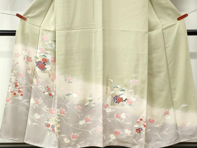 平和屋着物●訪問着　色紙枝橘花文　暈し染め　金銀彩　正絹　逸品　未使用　CABM4152yc