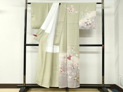 平和屋着物●訪問着　色紙枝橘花文　暈し染め　金銀彩　正絹　逸品　未使用　CABM4152yc