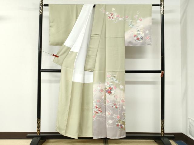平和屋着物●訪問着　色紙枝橘花文　暈し染め　金銀彩　正絹　逸品　未使用　CABM4152yc